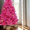 7 ft Pink Canadian Pine Christmas Tree with Hinged Branches and Metal Stand
